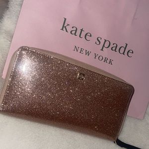 Kate Spade New York Zip Around Pink Glitter Wallet
